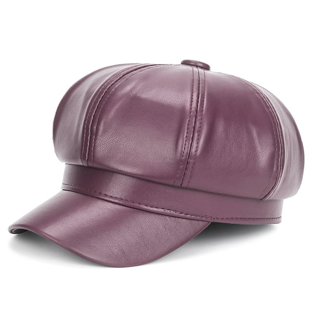 Women/'s Cap Hat Cap Biker Stylish Faux Leather Visor Hat Beret Baseball